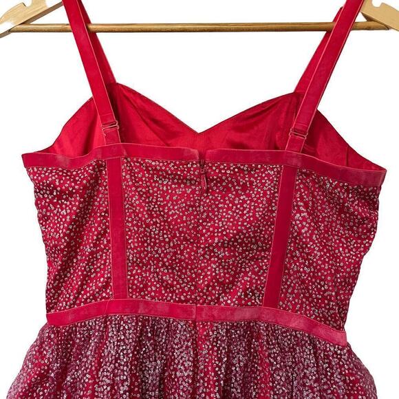 ModCloth Collectif Haute Holiday Party Swing Dress Size 6 Pink Tulle Glitter NEW - Picture 6 of 13